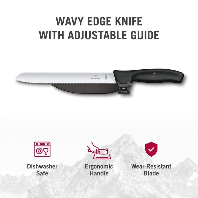 Victorinox Swiss Classic Dux Knife - 8.25 Inch Serrated Blade with Adjustable Guide - Black Handle - Image 4